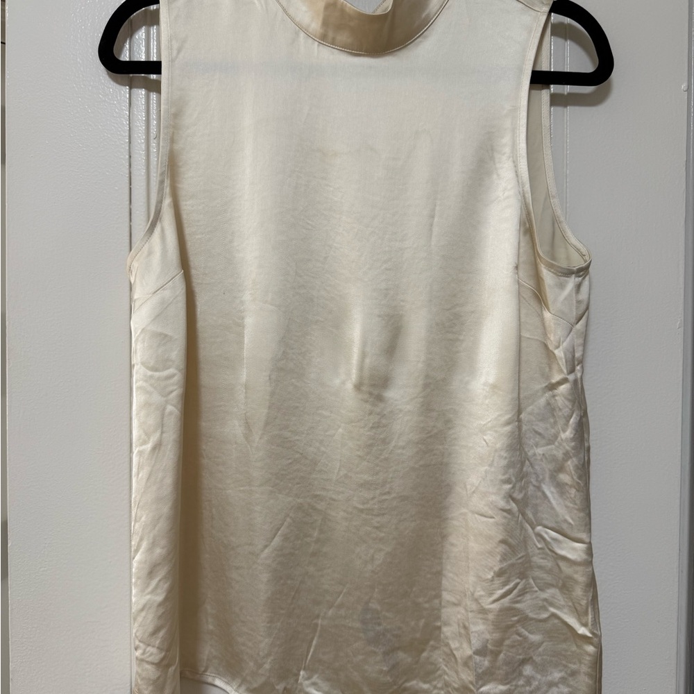 Express Cream Satin Sleeveless Blouse